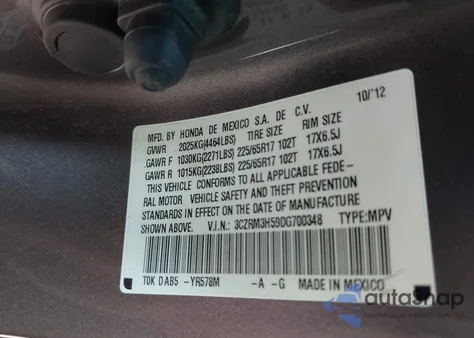 2013 Honda Cr-V Ex from USA, damaged, VIN 3CZRM3H59DG700348